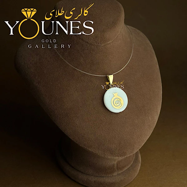 آویز طلا سنگ صدف انار پیچی بزرگ